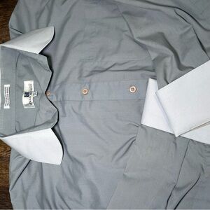 Italo Mondo Button down Dress Shirt Men's XL Grey Solid French Cuff Formal